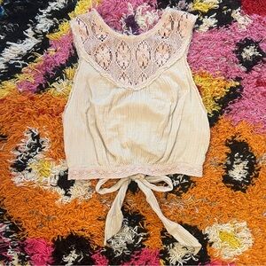 Free People tie back lace top